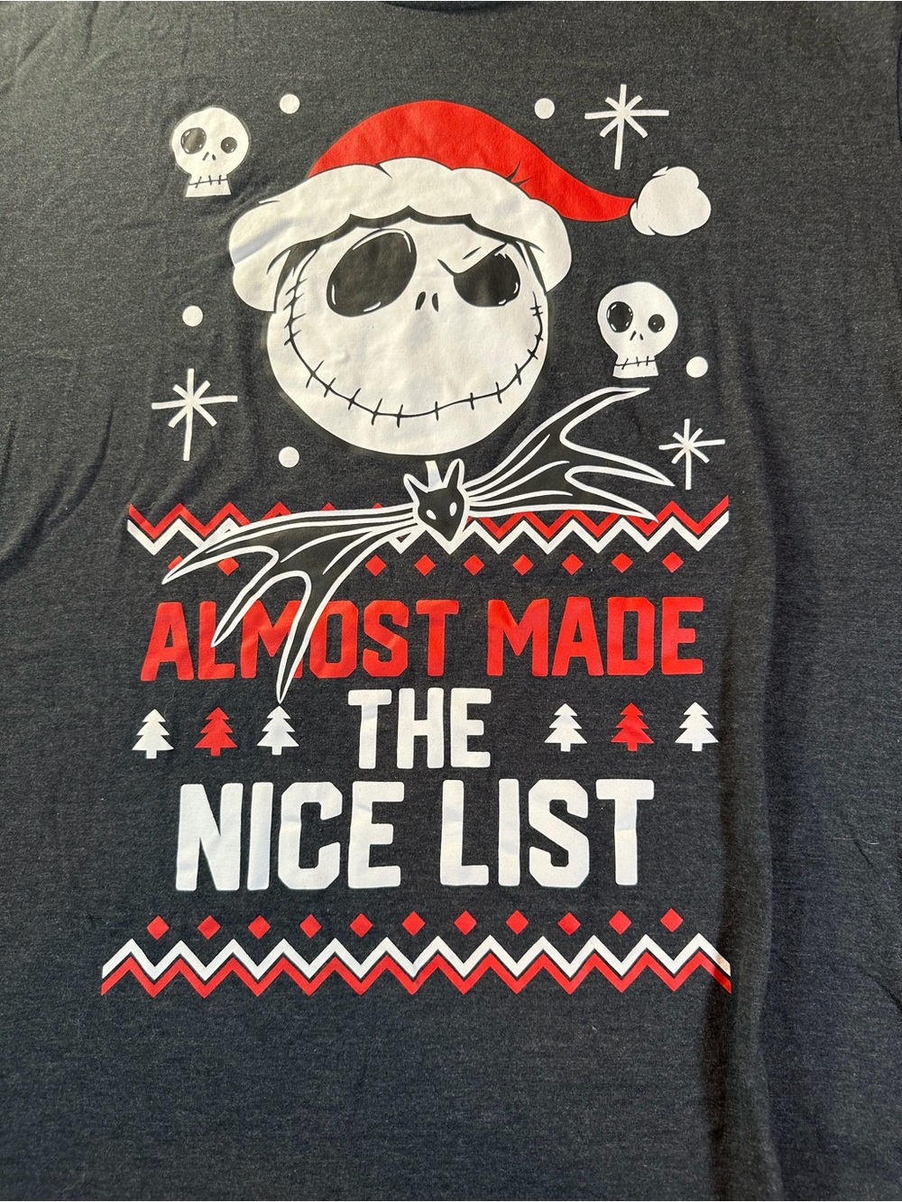 Disney Jack Skellington Holiday Graphic Tee in Black, Red & White